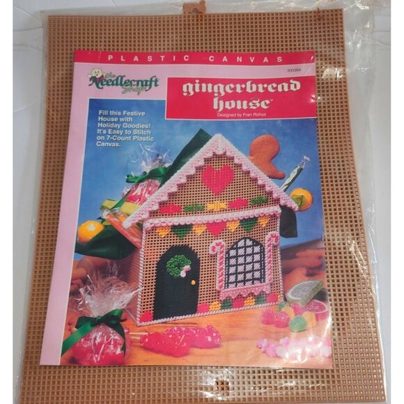 Needlecraft Plastic Canvas Gingerbread House Kit By Fran Rohus New Old Stock Vin - Picture 1 of 10